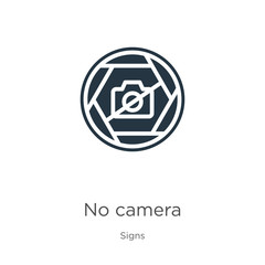 No camera icon vector. Trendy flat no camera icon from signs collection isolated on white background. Vector illustration can be used for web and mobile graphic design, logo, eps10