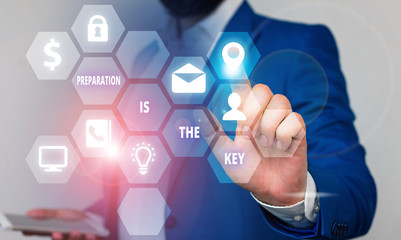 Word writing text Preparation Is The Key. Business photo showcasing it reduces errors and shortens the activities