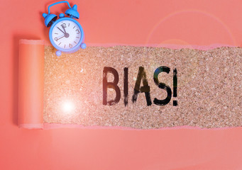 Conceptual hand writing showing Bias. Concept meaning inclination or prejudice for or against one...