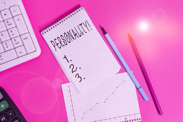 Handwriting text Personality. Conceptual photo combination characteristics that form individuals...