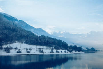 Beautiful winter on the Lake. winter landscape