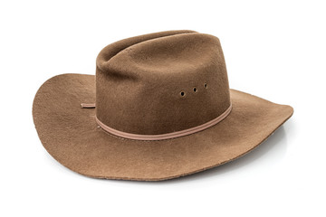 cowboy hat closeup isolated on a white background