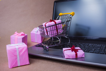 Buying gifts on the Internet. Online shopping, sales and e-Commerce.