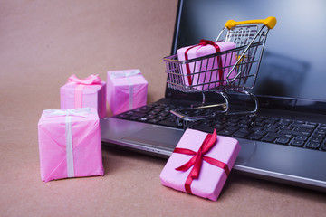 Buying gifts on the Internet. Online shopping, sales and e-Commerce.