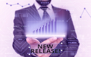 Handwriting text New Release. Conceptual photo announcing something newsworthy recent product