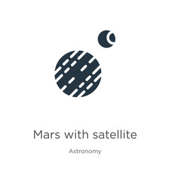 Mars with satellite icon vector. Trendy flat mars with satellite icon from astronomy collection isolated on white background. Vector illustration can be used for web and mobile graphic design, logo,