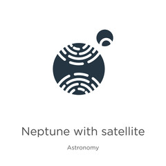 Neptune with satellite icon vector. Trendy flat neptune with satellite icon from astronomy collection isolated on white background. Vector illustration can be used for web and mobile graphic design,