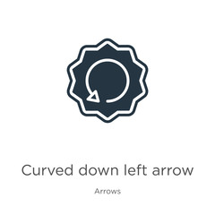 Curved down left arrow icon vector. Trendy flat curved down left arrow icon from arrows collection isolated on white background. Vector illustration can be used for web and mobile graphic design,