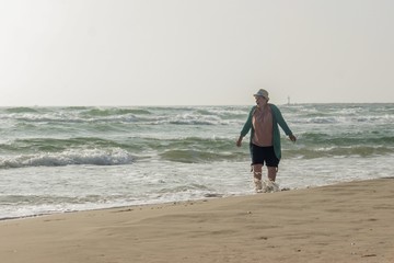 woman screams from the cold of the Baltic Sea