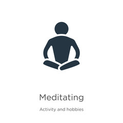 Meditating icon vector. Trendy flat meditating icon from activity and hobbies collection isolated on white background. Vector illustration can be used for web and mobile graphic design, logo, eps10