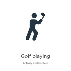 Golf playing icon vector. Trendy flat golf playing icon from activity and hobbies collection isolated on white background. Vector illustration can be used for web and mobile graphic design, logo,