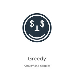 Fototapeta premium Greedy icon vector. Trendy flat greedy icon from activity and hobbies collection isolated on white background. Vector illustration can be used for web and mobile graphic design, logo, eps10