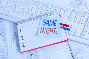 Handwriting text Game Night. Conceptual photo usually its called on adult play dates like poker...