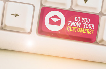 Writing note showing Do You Know Your Customers question. Business concept for asking to identify a customer s is nature