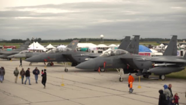 Blurred Shot Of People Walking On Aircraft Tarmac At Airshow 002