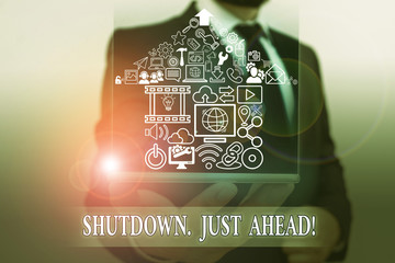 Word writing text Shutdown Just Ahead. Business photo showcasing closing factory business either...