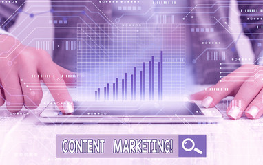 Writing note showing Content Marketing. Business concept for involves creation and sharing of online material