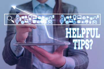 Conceptual hand writing showing Helpful Tips Question. Concept meaning secret information or advice...