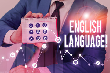 Conceptual hand writing showing English Language. Concept meaning third spoken native lang in world...