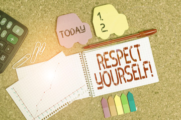 Conceptual hand writing showing Respect Yourself. Concept meaning believing that you good and...