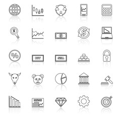 Forex line icons with reflect on white background