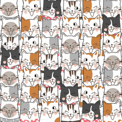 Seamless pattern with cats.  cats of different breeds. Vector background