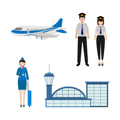 the profession of a pilot and flight attendant illustration design