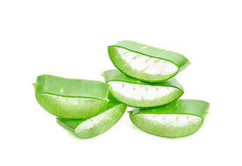 Aloe vera slice on white background