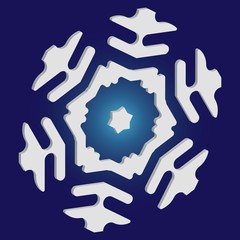 Simple, beautiful snowflake on blue background.