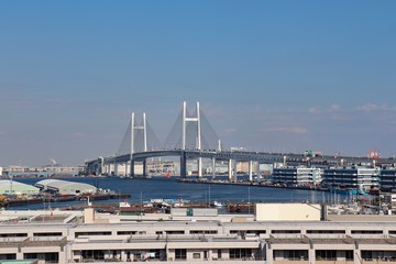 横浜ベイブリッジと横浜港（神奈川県横浜市）