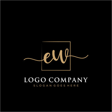 EW  Initial handwriting logo vector
