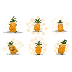 cartoon pineapple fruits design vector collection