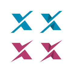 Abstract letter X logos with check marks