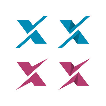 Abstract letter X logos with check marks