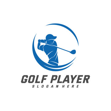 Golf Player logo design vector template, Vector label of golf, Logo of golf championship, illustration, Creative icon, design concept