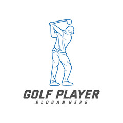 Golf Player logo design vector template, Vector label of golf, Logo of golf championship, illustration, Creative icon, design concept