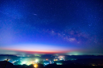 九十九谷公園からの夜明けの天の川
