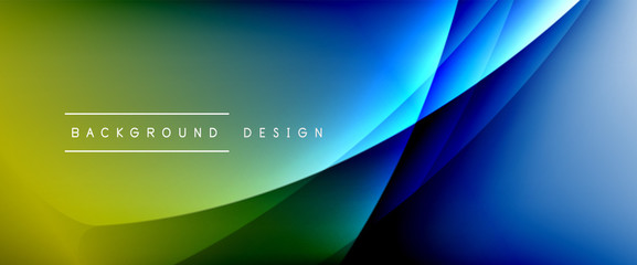 Fototapeta premium Fala płynne linie w stylu z cieniami i światłem na gradientowym tle. Modny prosty płynny kolor gradientu abstrakcyjne tło z dynamicznym efektem prostej linii cienia