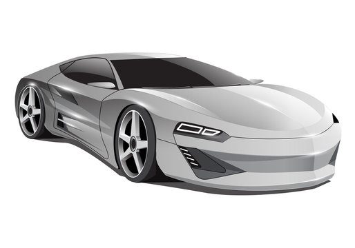 Realistic grey car sport 3D on white background design modern futuristic technology vector illustration.