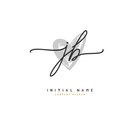 J B JB Beauty vector initial logo, handwriting logo of initial signature, wedding, fashion, jewerly, boutique, floral and botanical with creative template for any company or business.