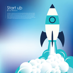 Business project startup design with blue color theme