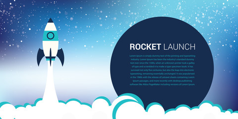 Launch your business concept banner with blue color theme