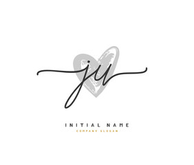 J U JU Beauty vector initial logo, handwriting logo of initial signature, wedding, fashion, jewerly, boutique, floral and botanical with creative template for any company or business.