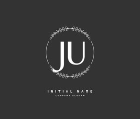 J U JU Beauty vector initial logo, handwriting logo of initial signature, wedding, fashion, jewerly, boutique, floral and botanical with creative template for any company or business.