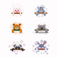 Cute animal cartoon design vector collection