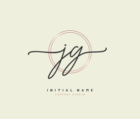 J G JG Beauty vector initial logo, handwriting logo of initial signature, wedding, fashion, jewerly, boutique, floral and botanical with creative template for any company or business.