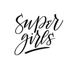 Super girls vector feminist fun doodle lettering
