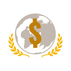 Silver globe with gold dollar sign,vector illustration