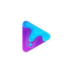 Abstract Purple Play Button Logo Vector Template