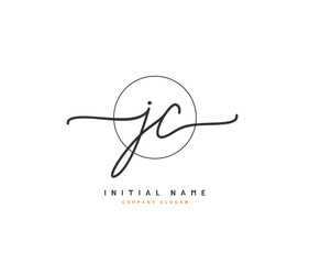 J C JC Beauty vector initial logo, handwriting logo of initial signature, wedding, fashion, jewerly, boutique, floral and botanical with creative template for any company or business.